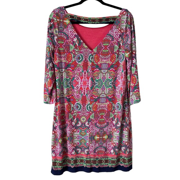Laundry By Shelli Segal Colorful Floral Paisley Print Shift Dress Size Large - Picture 2 of 6